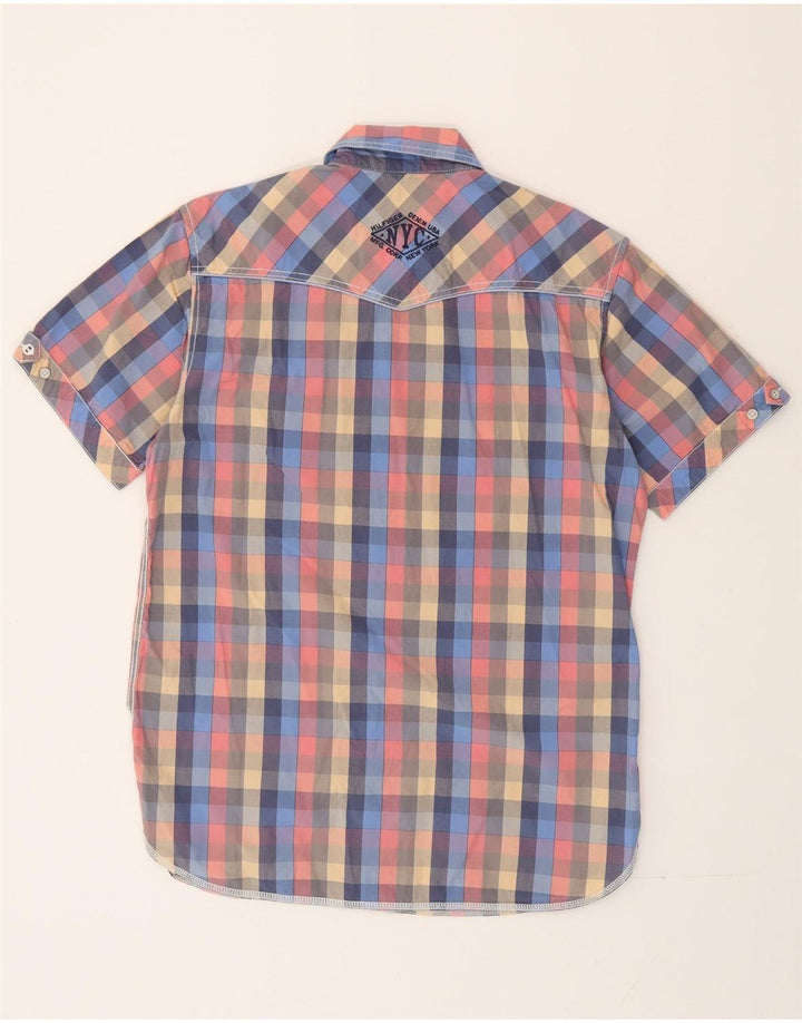 Tommy Hilfiger Mens Graphic Short Sleeve Shirt Large Multicoloured Check