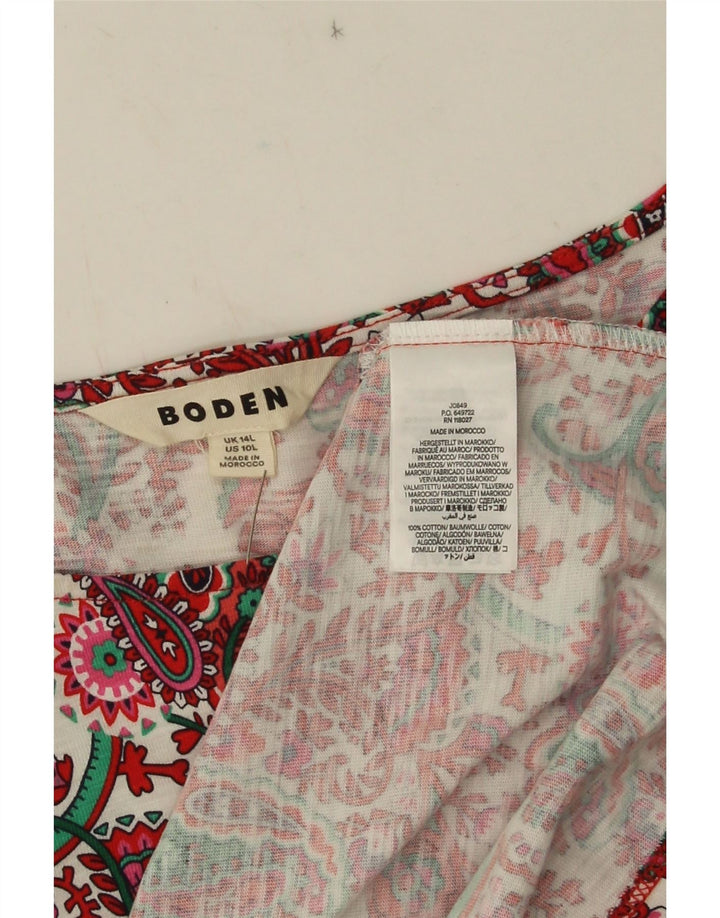 Boden Womens Long Basic Dress UK 14 Large Red Paisley Cotton