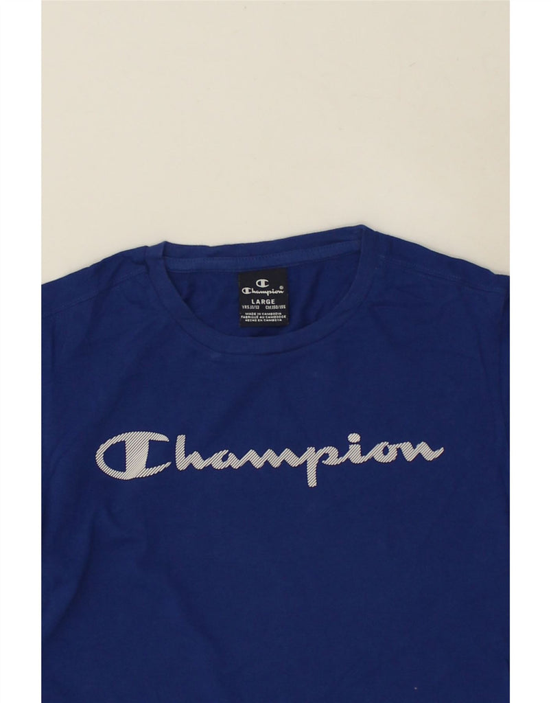 CHAMPION Boys Graphic T-Shirt Top 11-12 Years Large Navy Blue Cotton | Vintage Champion | Thrift | Second-Hand Champion | Used Clothing | Messina Hembry 