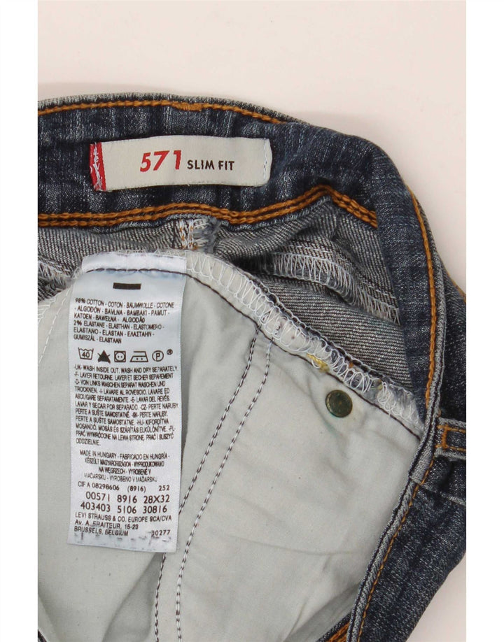 Levi's Womens 571 Slim Jeans W28 L32 Blue Cotton