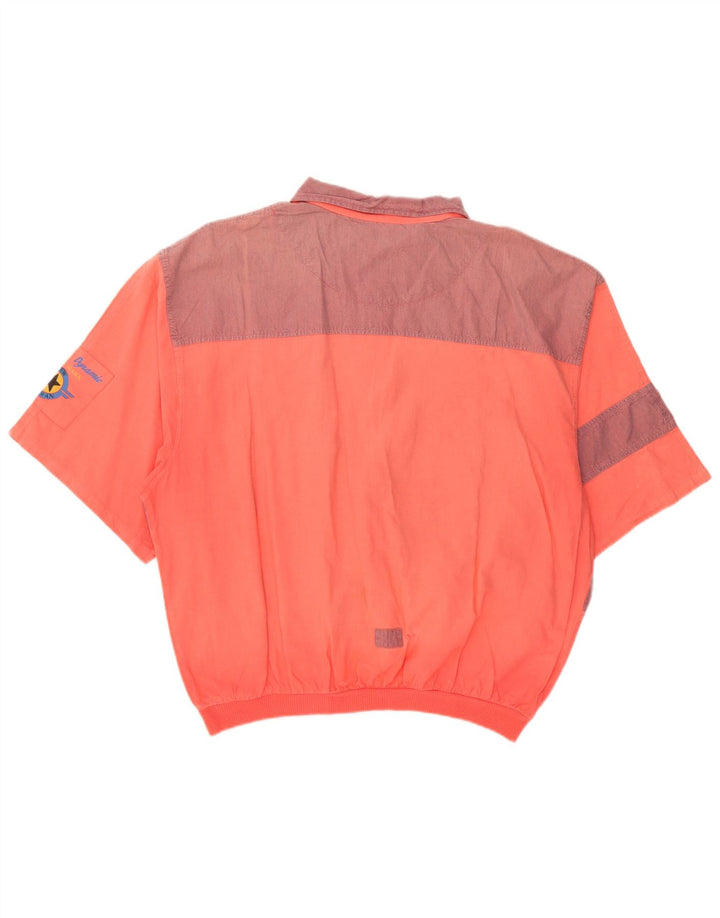 Chewan Mens Graphic Short Sleeve Pullover Shirt One Size Orange Colourblock