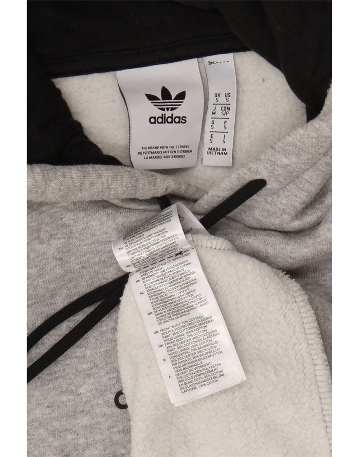 Adidas Mens Hoodie Jumper Small Grey Colourblock Cotton