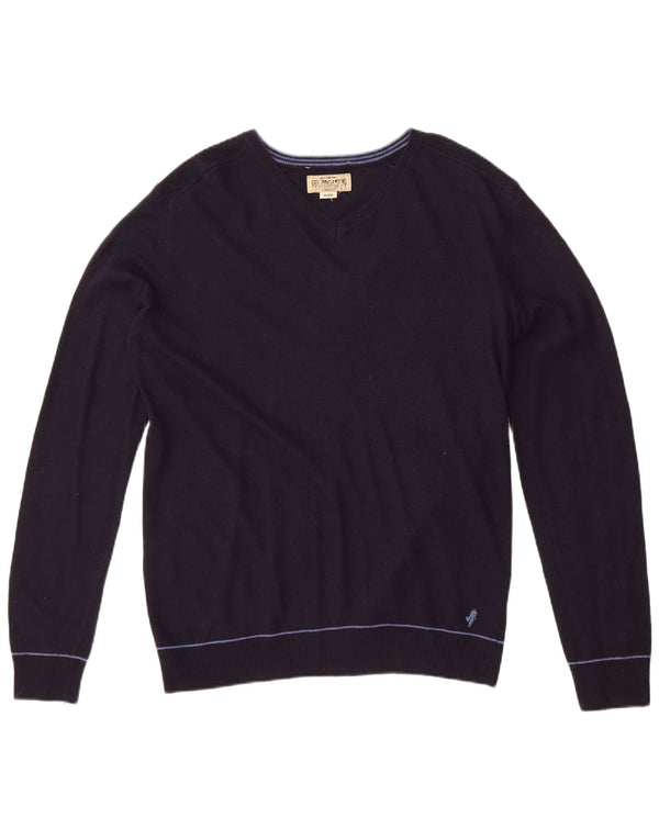 Marlboro Classics Mens V-Neck Jumper Sweater 2XL Navy Blue Polyamide
