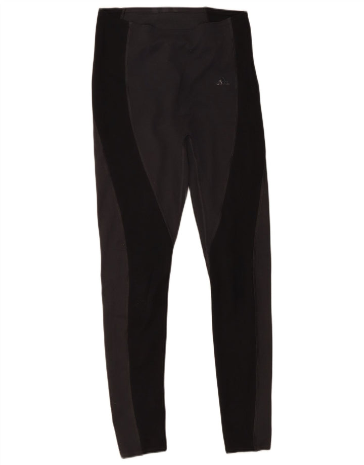 Adidas Womens Leggings UK 8/10 Small Black Colourblock Polyester