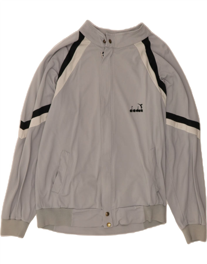 DIADORA Mens Tracksuit Top Jacket IT 50 Medium Grey Colourblock Lamb Hair Vintage Diadora and Second-Hand Diadora from Messina Hembry 