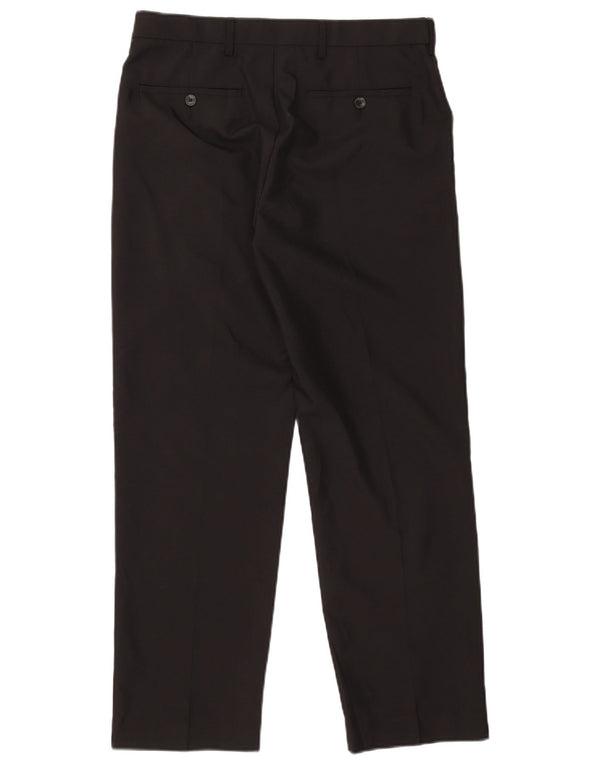 Marks & Spencer Mens Regular Fit Chino Trousers W32 L29 Black Polyester
