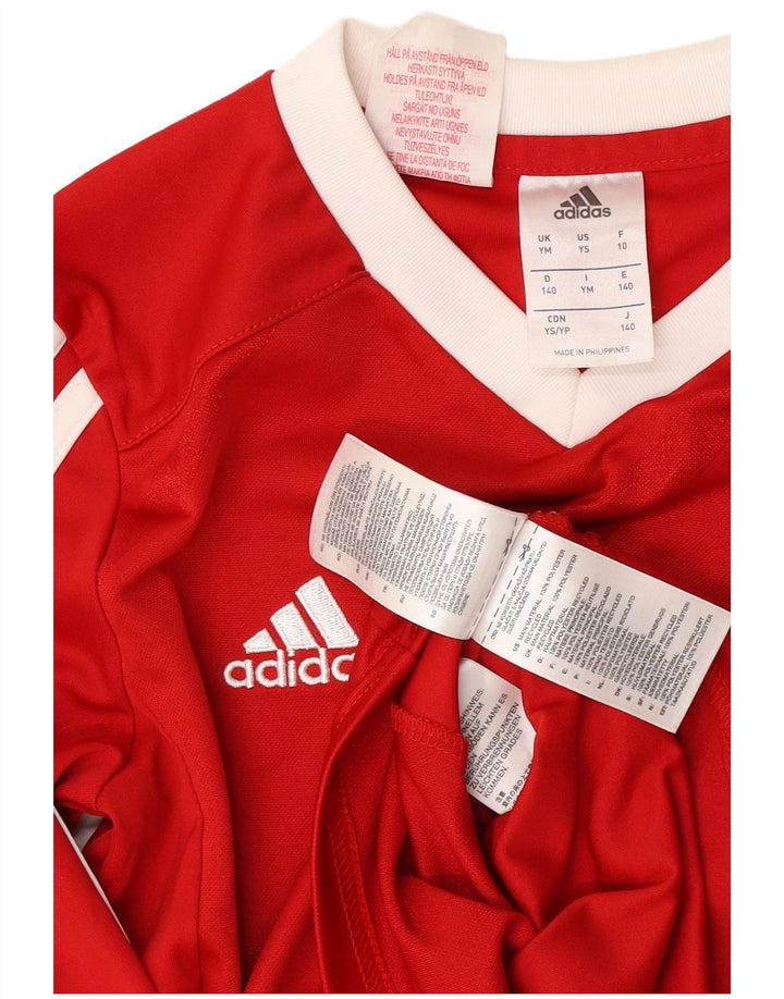 Adidas Boys Climalite Top Long Sleeve 9-10 Years Medium Red Polyester