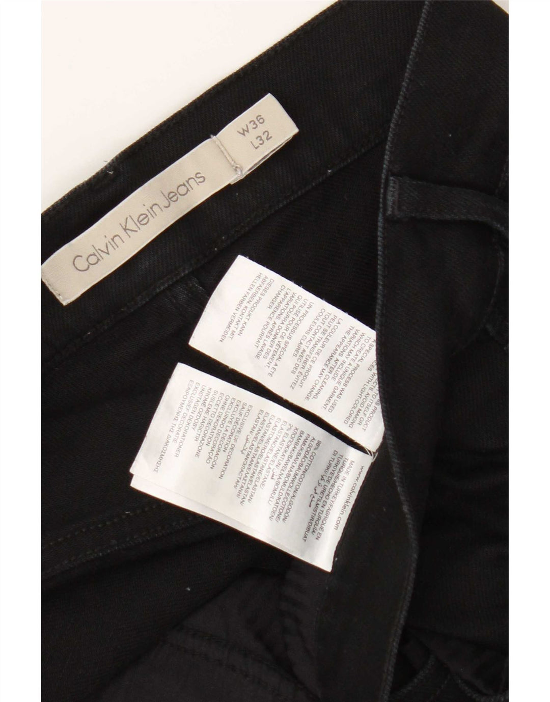 Calvin Klein Mens Slim Jeans W36 L32 Black Cotton