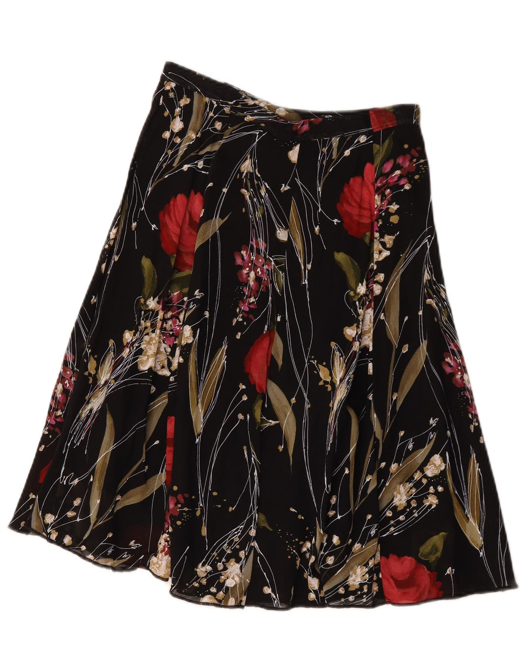 Vintage Womens A-Line Skirt W26 Small Black Floral