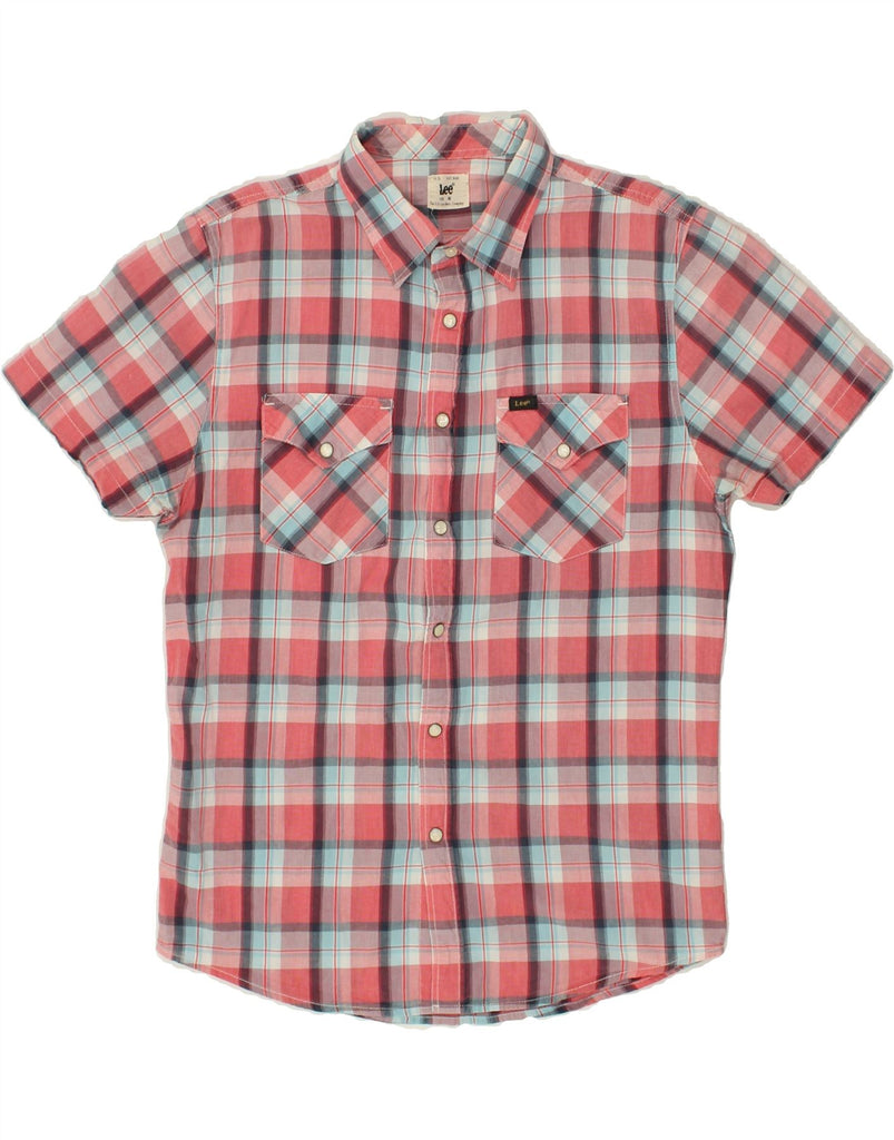 LEE Mens Short Sleeve Shirt Medium Red Check Cotton | Vintage Lee | Thrift | Second-Hand Lee | Used Clothing | Messina Hembry 