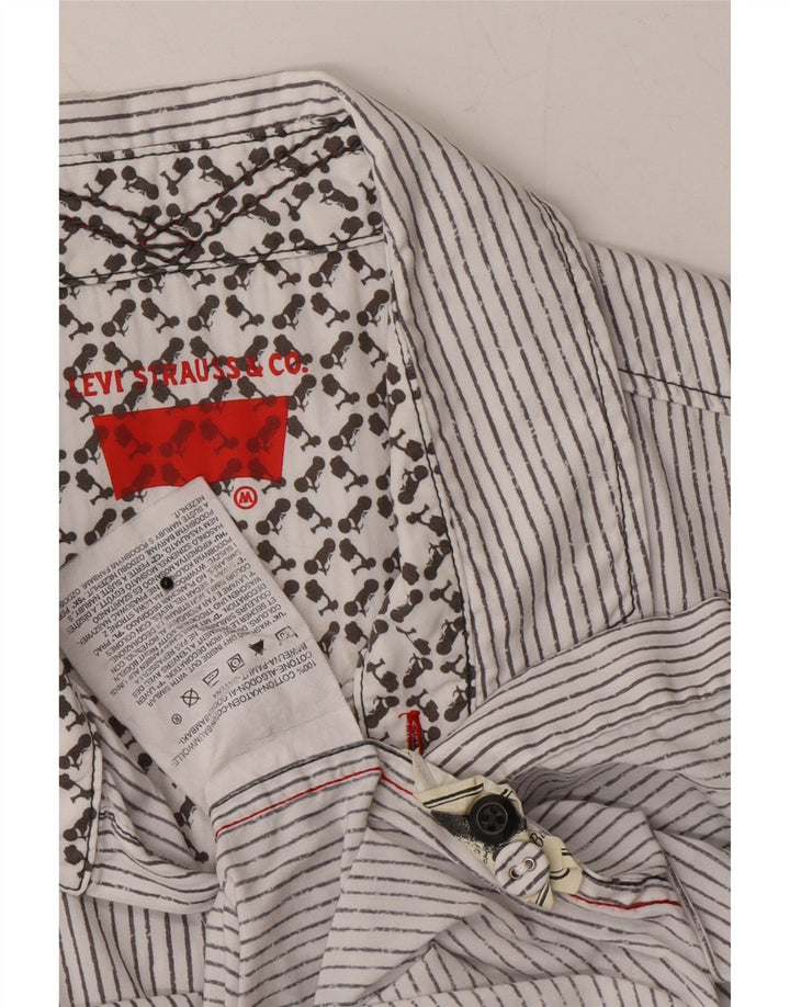 LEVI'S Mens Short Sleeve Shirt Medium White Pinstripe Cotton Vintage Levi's and Second-Hand Levi's from Messina Hembry 