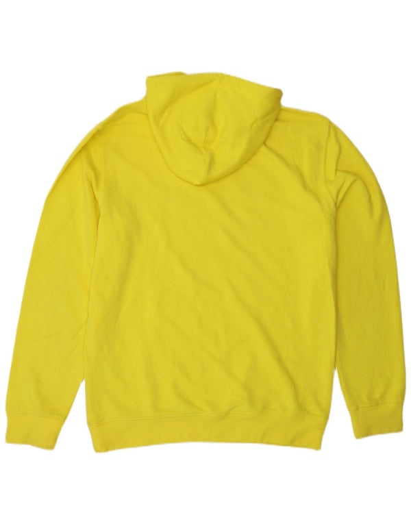 Champion Mens Graphic Hoodie Jumper Large Yellow Cotton