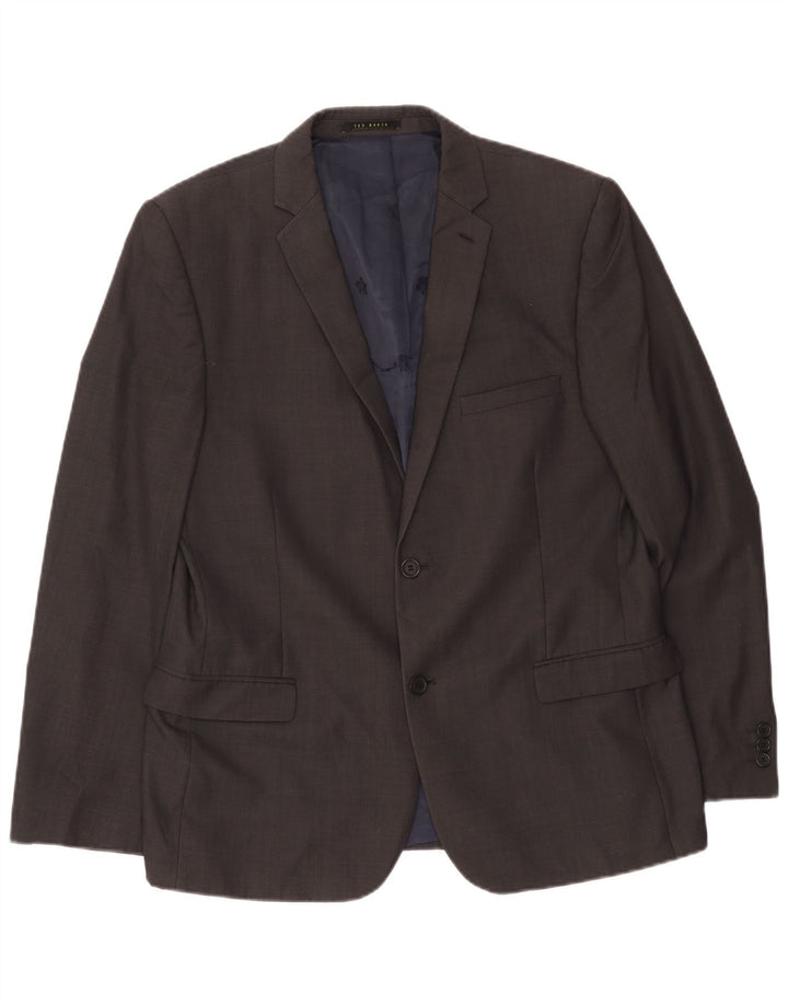 Ted Baker Mens 2 Button Blazer Jacket UK 42 XL Grey Wool