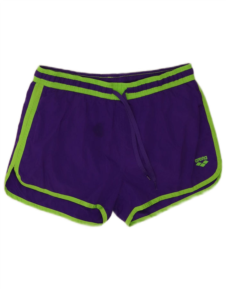 Arena Womens Sport Shorts UK 14 Medium Purple Colourblock Polyester