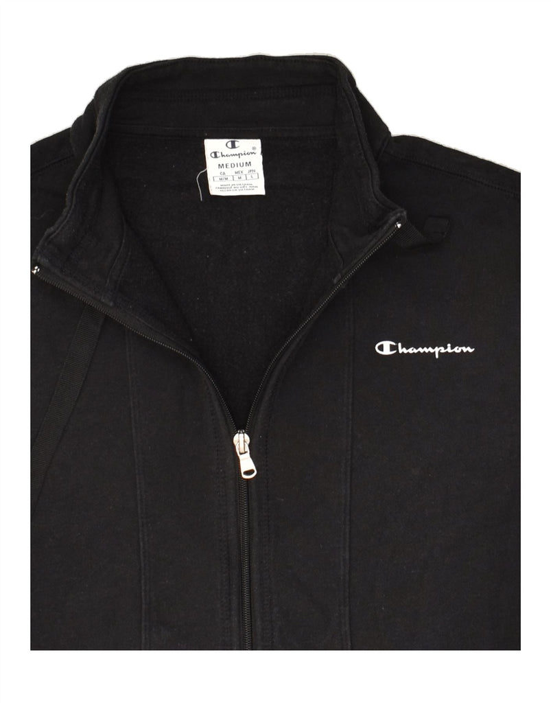 CHAMPION Womens Tracksuit Top Jacket UK 14 Medium Black Cotton | Vintage Champion | Thrift | Second-Hand Champion | Used Clothing | Messina Hembry 