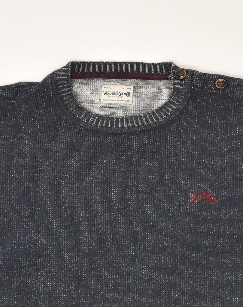 JACK & JONES Mens Crew Neck Jumper Sweater Large Navy Blue Flecked Cotton | Vintage Jack & Jones | Thrift | Second-Hand Jack & Jones | Used Clothing | Messina Hembry 