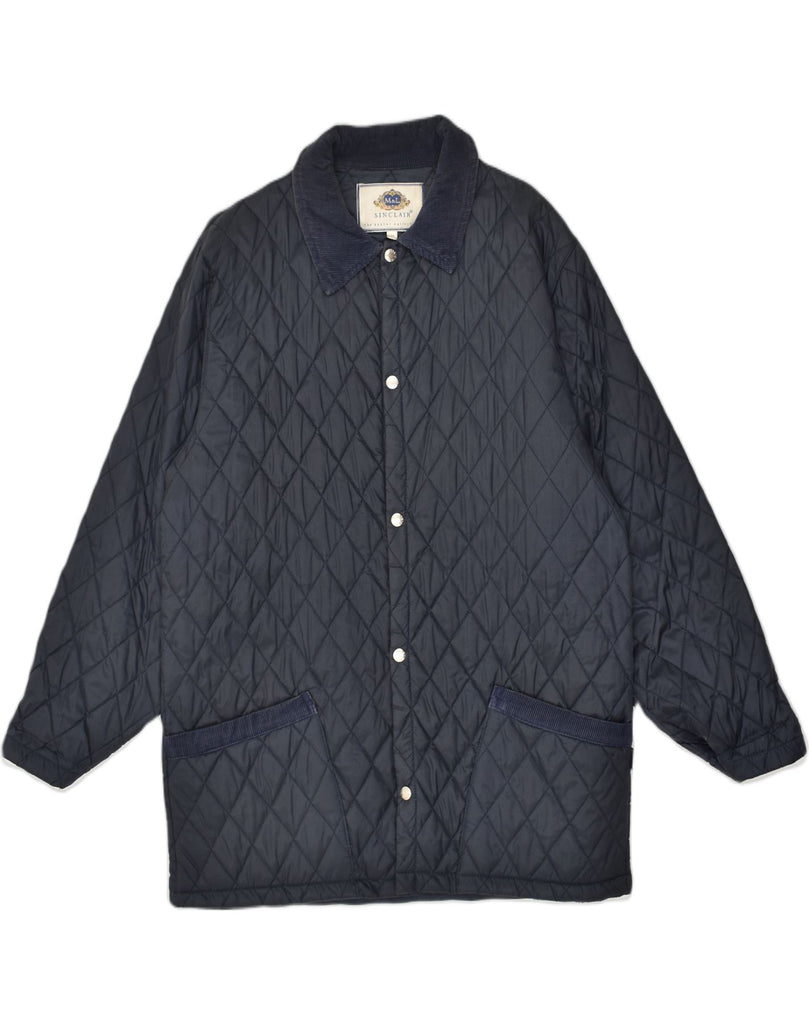 SINCLAIR Mens Quilted Jacket UK 38 Medium Navy Blue Nylon | Vintage Sinclair | Thrift | Second-Hand Sinclair | Used Clothing | Messina Hembry 