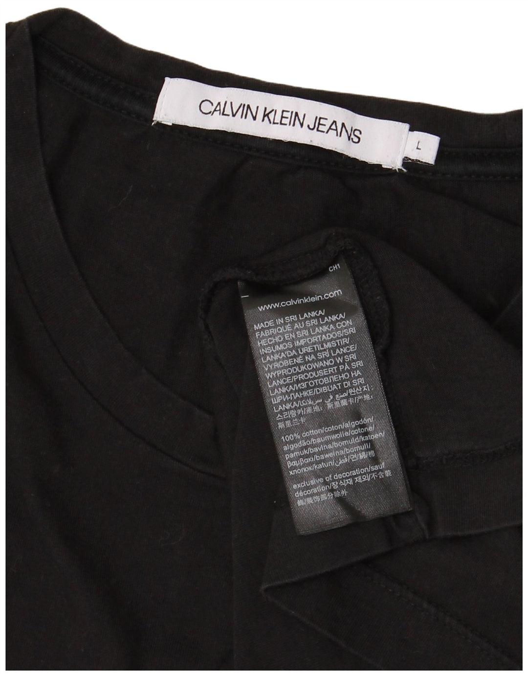 CALVIN KLEIN JEANS Mens Graphic T-Shirt Top Large Black Cotton