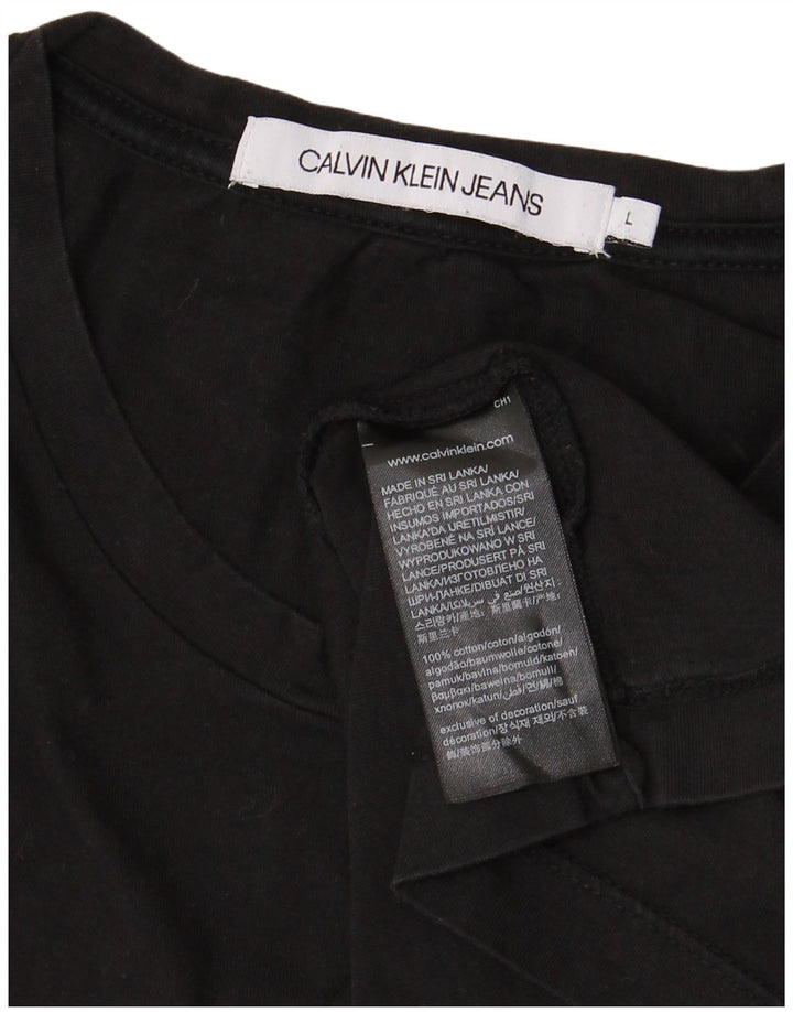 CALVIN KLEIN JEANS Mens Graphic T-Shirt Top Large Black Cotton