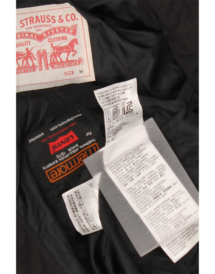 Levi's Mens Hooded Padded Jacket UK 38 Medium Black Cotton
