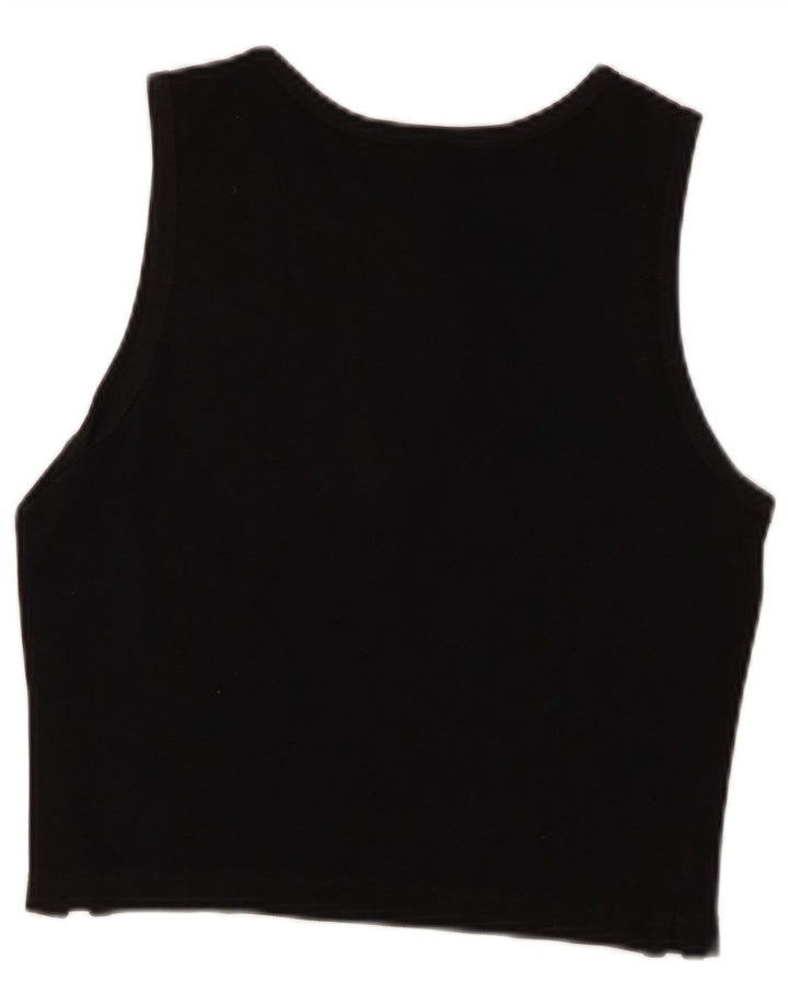 Lacoste Womens Crop Vest Top Size 36 Small Black Cotton