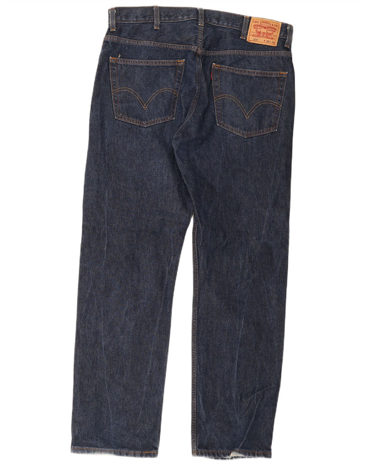 Levi's Mens 505 Regular Fit Straight Jeans W38 L34 Navy Blue Cotton
