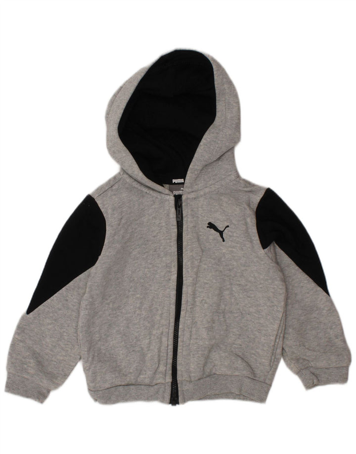 PUMA Baby Boys Zip Hoodie Sweater 9-12 Months Grey Colourblock Cotton