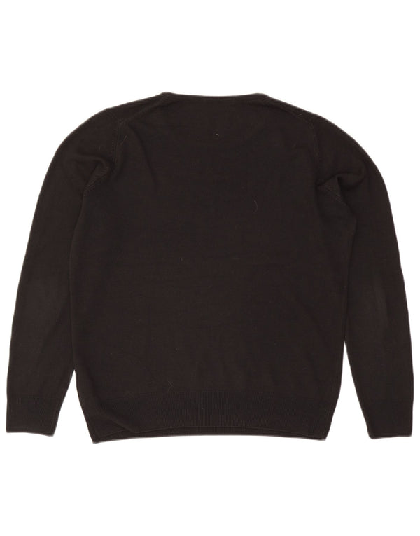 Marks & Spencer Womens Boat Neck Jumper Sweater UK 12 Medium Black Acrylic