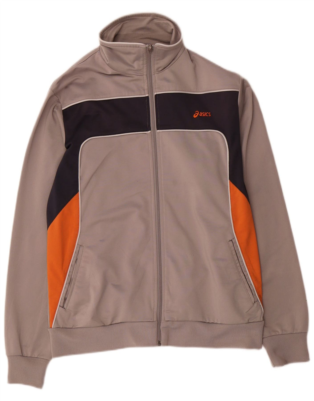 Asics Mens Tracksuit Top Jacket Small Grey Colourblock