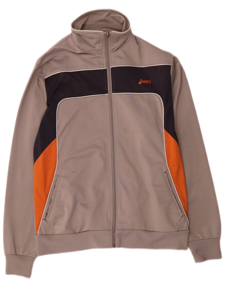 Asics Mens Tracksuit Top Jacket Small Grey Colourblock