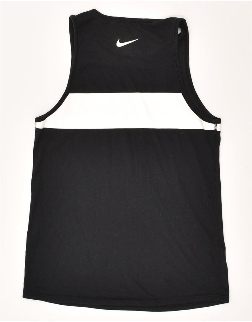 NIKE Womens Dri Fit Graphic Vest Top UK 6 XS Black Colourblock | Vintage Nike | Thrift | Second-Hand Nike | Used Clothing | Messina Hembry 