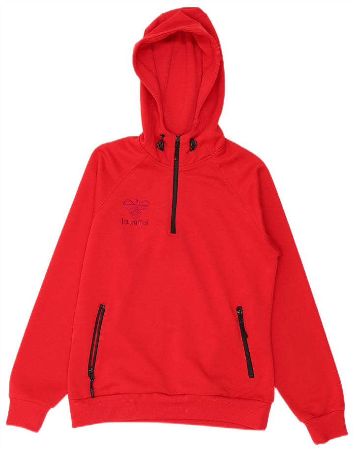 Hummel Mens Zip Neck Hoodie Jumper Small Red