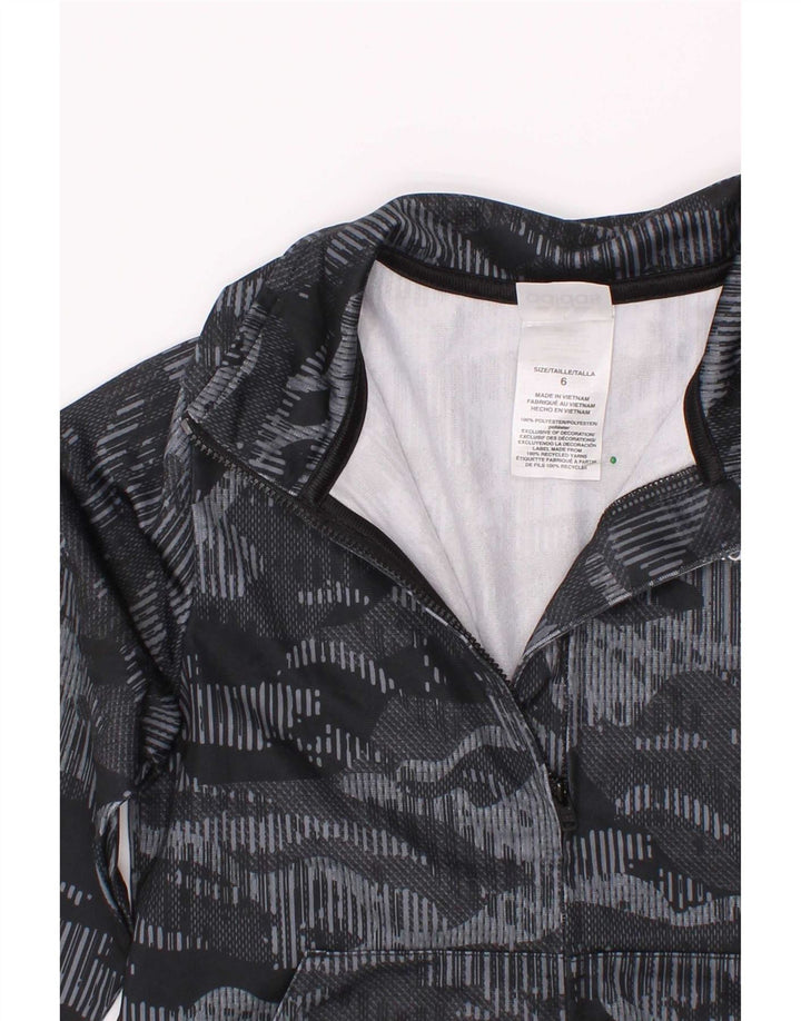 Adidas Boys Tracksuit Top Jacket 5-6 Years Grey Camouflage Polyester
