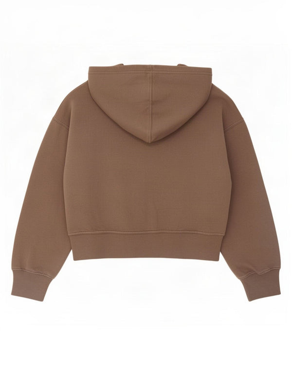 Zara Womens Hoodie Jumper UK 14 Medium Brown Cotton