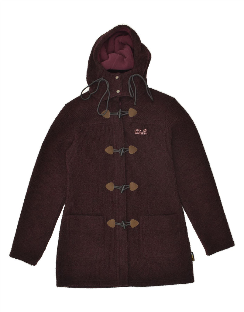 JACK WOLFSKIN Womens Hooded Duffle Coat UK 10 Small Burgundy Polyester | Vintage Jack Wolfskin | Thrift | Second-Hand Jack Wolfskin | Used Clothing | Messina Hembry 