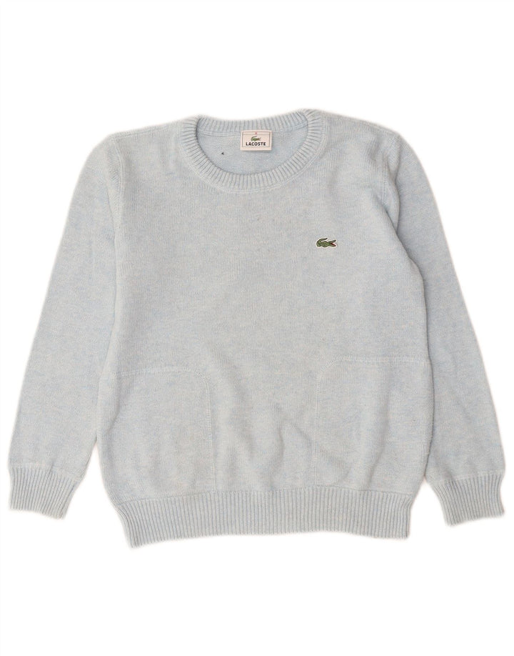 Lacoste Boys Boat Neck Jumper Sweater 7-8 Years Blue Cotton