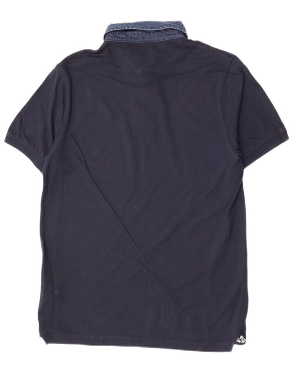 Tommy Hilfiger Mens Slim Fit Rugby Polo Shirt XL Navy Blue Cotton