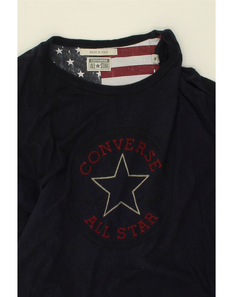 CONVERSE Mens Graphic Top Long Sleeve Medium Navy Blue Cotton | Vintage Converse | Thrift | Second-Hand Converse | Used Clothing | Messina Hembry 