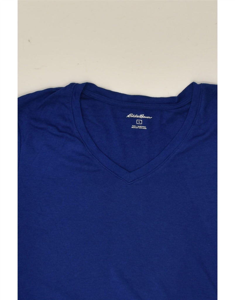 EDDIE BAUER Womens T-Shirt Top UK 14 Large Blue Cotton | Vintage Eddie Bauer | Thrift | Second-Hand Eddie Bauer | Used Clothing | Messina Hembry 