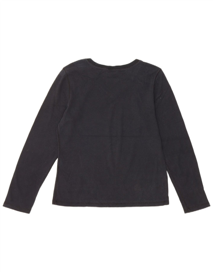 EDDIE BAUER Womens Top Long Sleeve UK 14 Medium Black Cotton