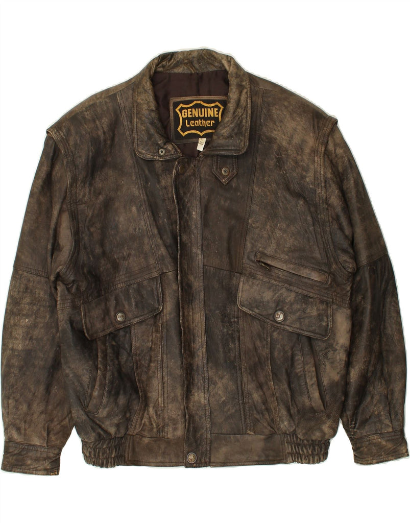 VINTAGE Mens Leather Jacket UK 40 Large Brown Leather | Vintage Vintage | Thrift | Second-Hand Vintage | Used Clothing | Messina Hembry 
