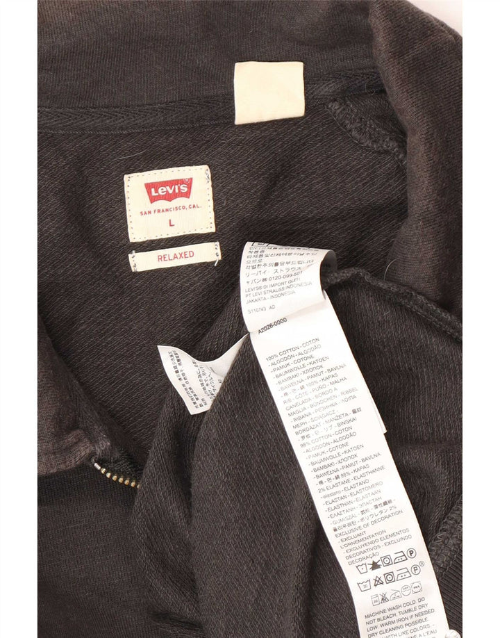 Levi's Mens Relaxed Polo Neck Sweatshirt Jumper Large Grey Cotton