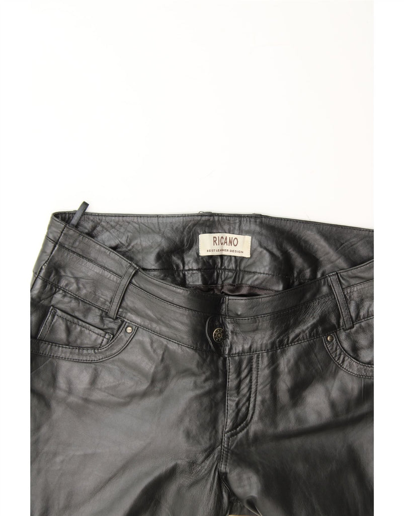 RICANO Womens Straight Leather Trousers W32 L28 Black Vintage Ricano and Second-Hand Ricano from Messina Hembry 