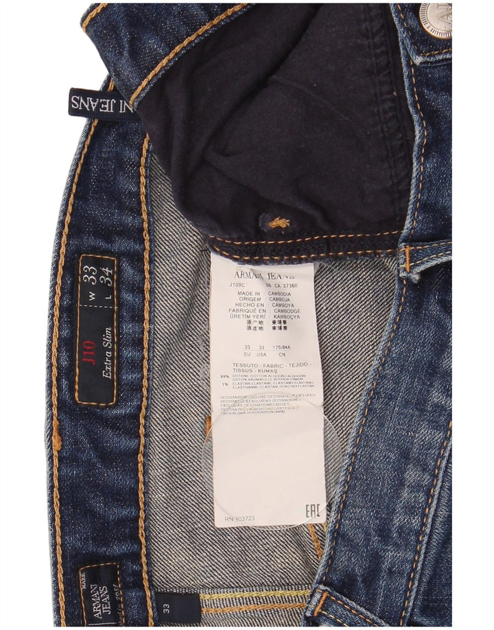 Armani Womens J10 Slim Jeans W33 L34 Blue Cotton