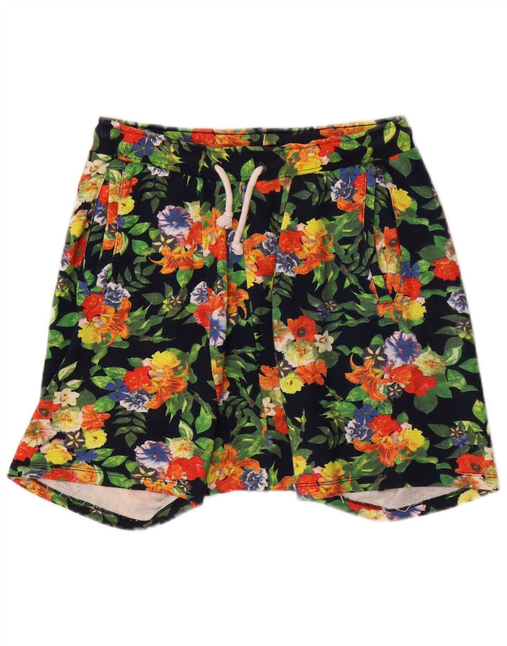 ZARA Mens Sport Shorts Large  Black Floral Cotton