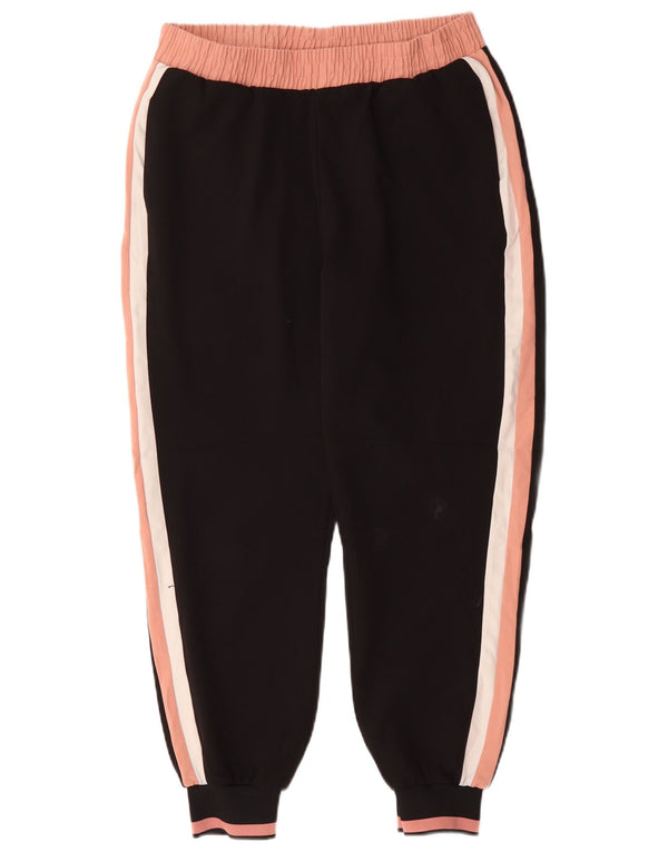 Zara Womens Tracksuit Trousers Joggers UK 14 Large Black Colourblock