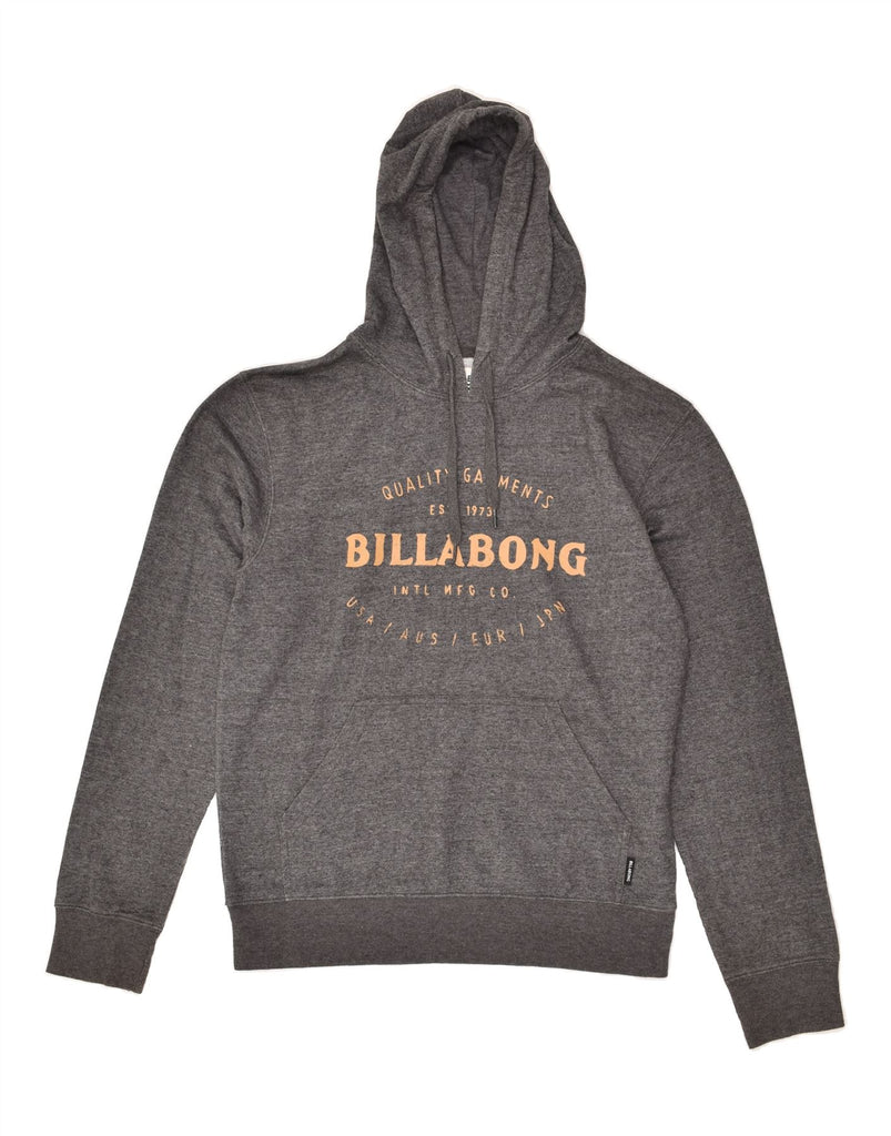 BILLABONG Mens Graphic Hoodie Jumper Small Grey Polyester | Vintage Billabong | Thrift | Second-Hand Billabong | Used Clothing | Messina Hembry 