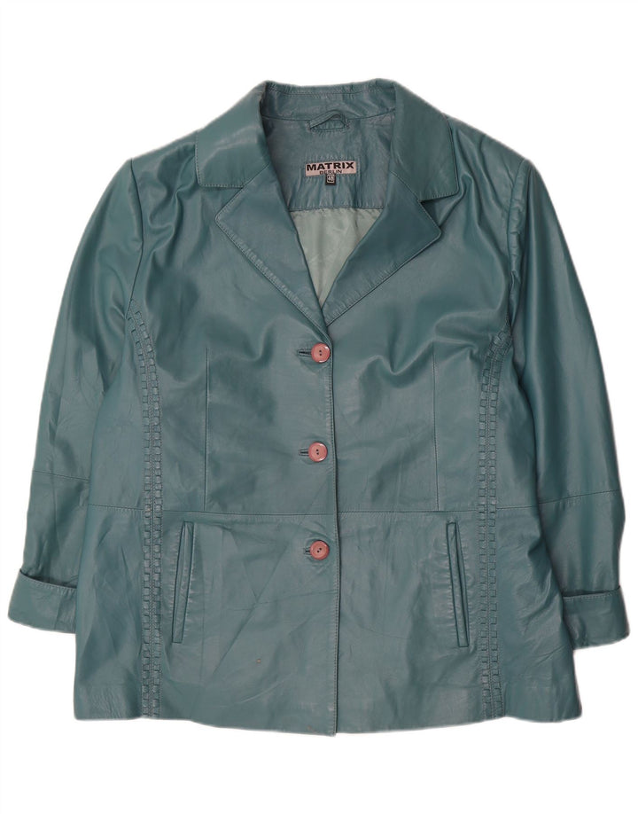 Vintage Womens Leather Jacket EU 48 2XL Green Leather