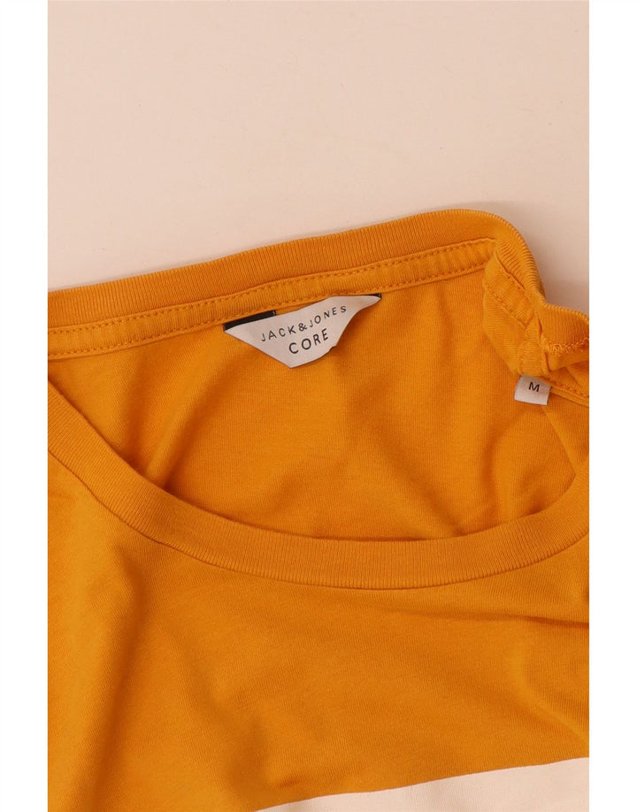 Jack & Jones Mens Graphic T-Shirt Top Medium Yellow Cotton