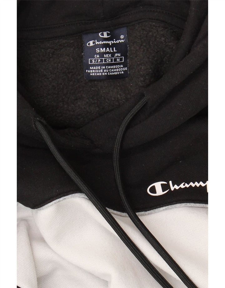 CHAMPION Mens Hoodie Jumper Small Black Colourblock Cotton Vintage Champion and Second-Hand Champion from Messina Hembry 